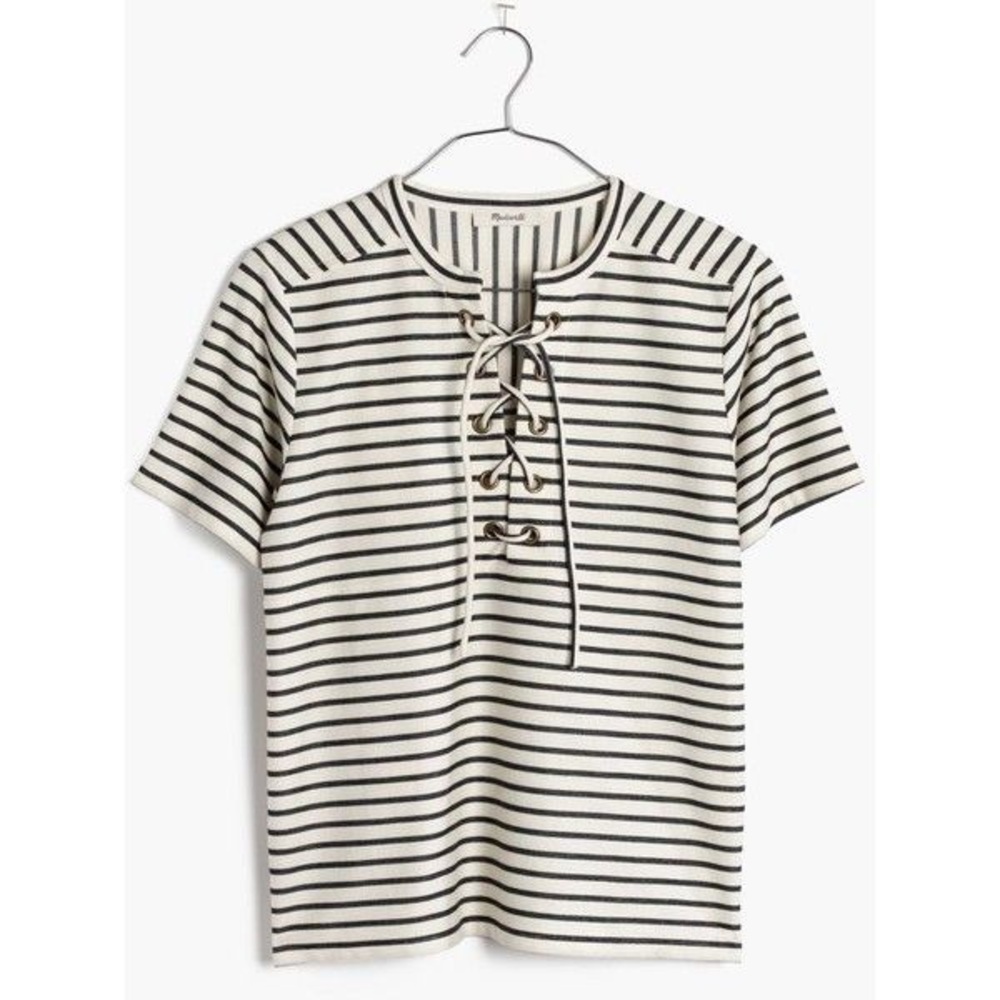 XS Madewell Lace-Up Nautical Tee